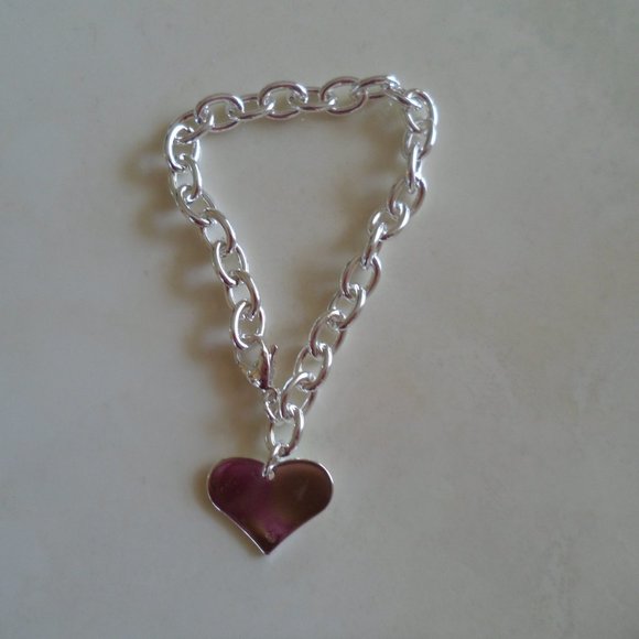 925 Silver Heart Chain Link Bracelet - Picture 5 of 10